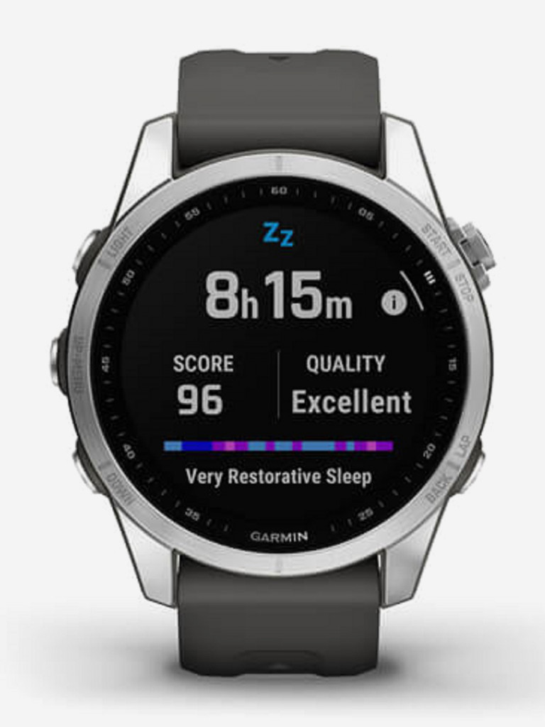 Часы Garmin Fenix 7S, серебристые с графитовым ремешком 010-02539-01