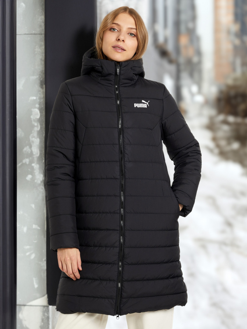 фото Куртка удлиненная женская puma ess hooded padded, черный