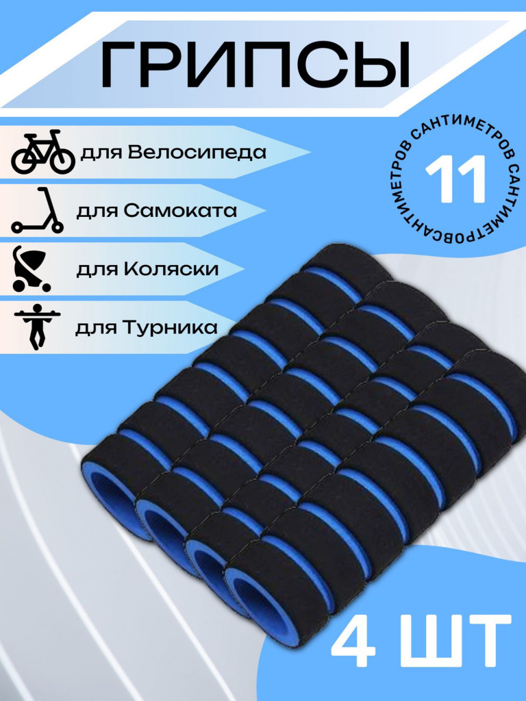 Комплект неопреновых ручек 11 см, 4 штук. Синие