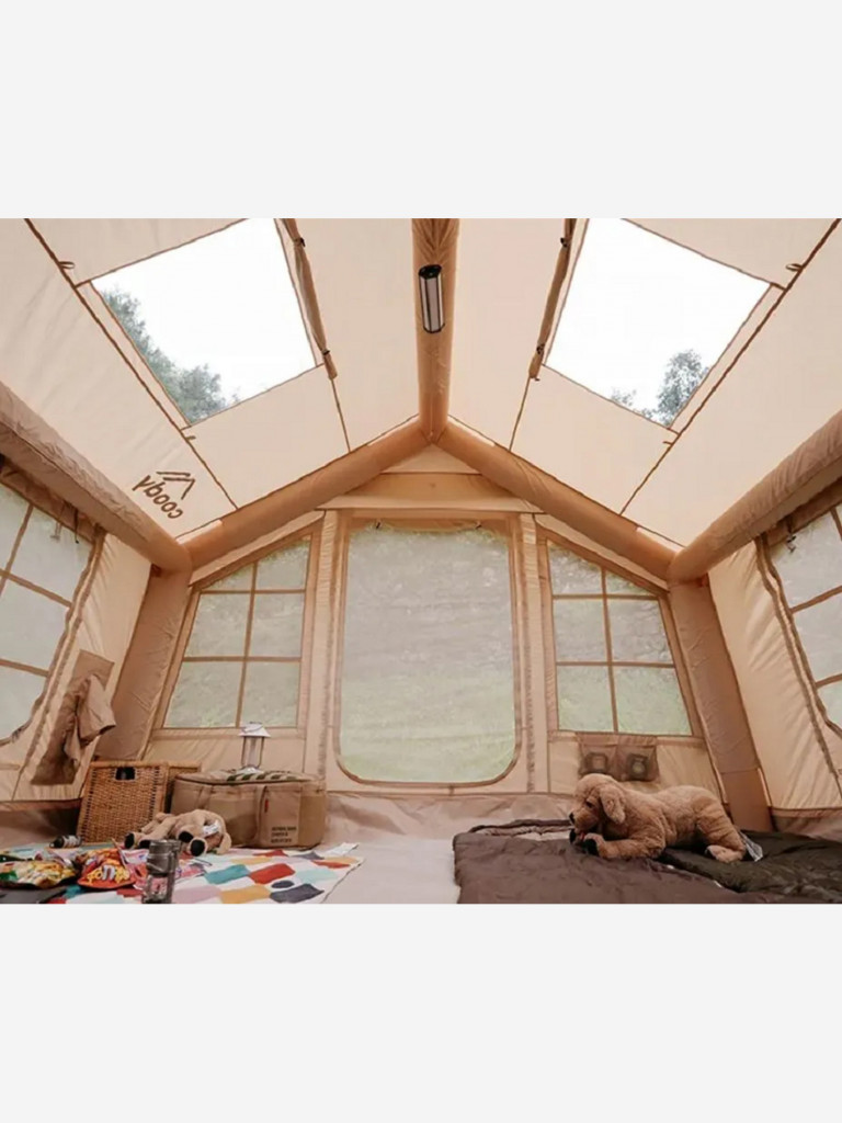 Надувная палатка Coody 8.0 Beige, 320×250×220 см, 2–4 человека, 2 входа, навес