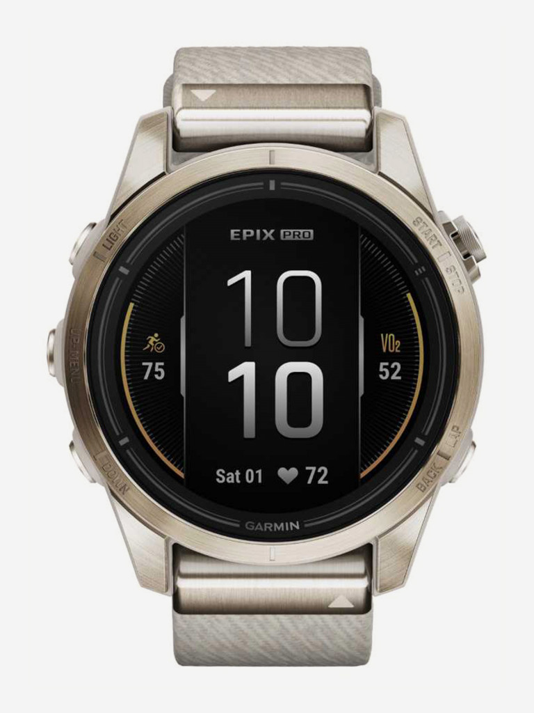 Спортивные часы Garmin EPIX PRO (Gen 2) Sapphire Edition 42 мм, золотистый корпус с нейлоновым ремешком сливочного цвета