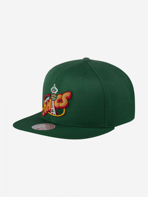 Бейсболка с прямым козырьком MITCHELL NESS HHSS3258-SSUYYPPPGREN Seattle Supersonics NBA