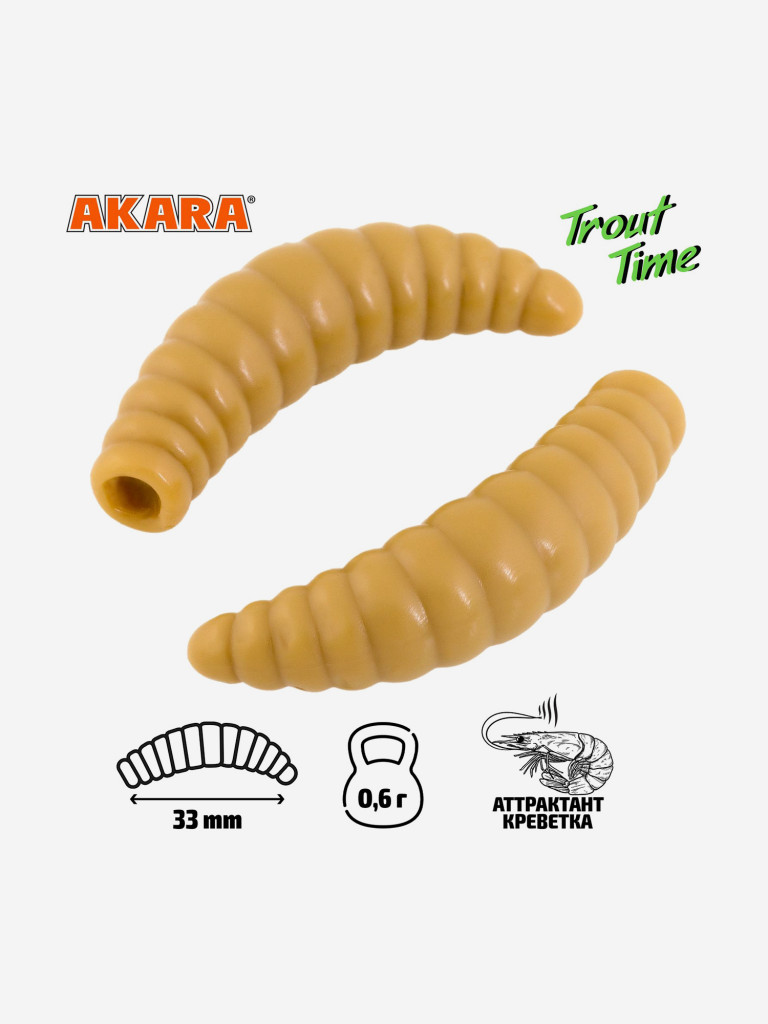 Силиконовая приманка Akara Trout Time MAGGOT 1,3 Shrimp 445 (24 шт.)