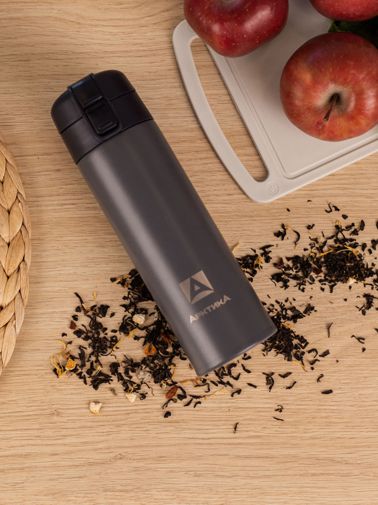 Термокружка вакуумная Арктика, 470 мл, со съемным ситечком, графит