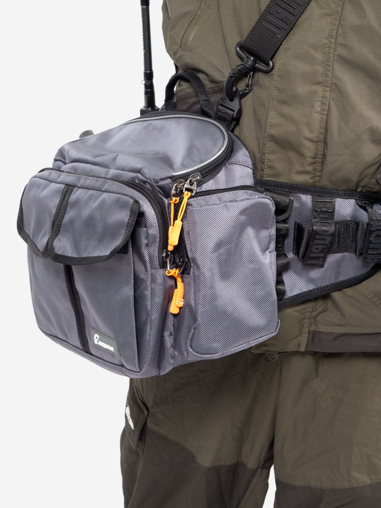 Сумка рыболовная Следопыт Fishing Hip Bag T2, 27х23х17 см, цвет серый.