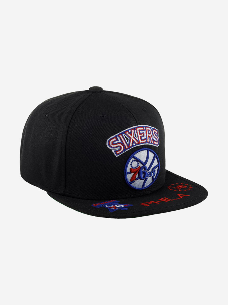 Бейсболка с прямым козырьком MITCHELL NESS HHSS2997-P76YYPPPBLCK Philadelphia 76Ers NBA