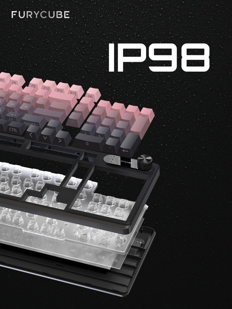 Игровая клавиатура Furycube IP98 (светло-розовый/черный/черный матовый)