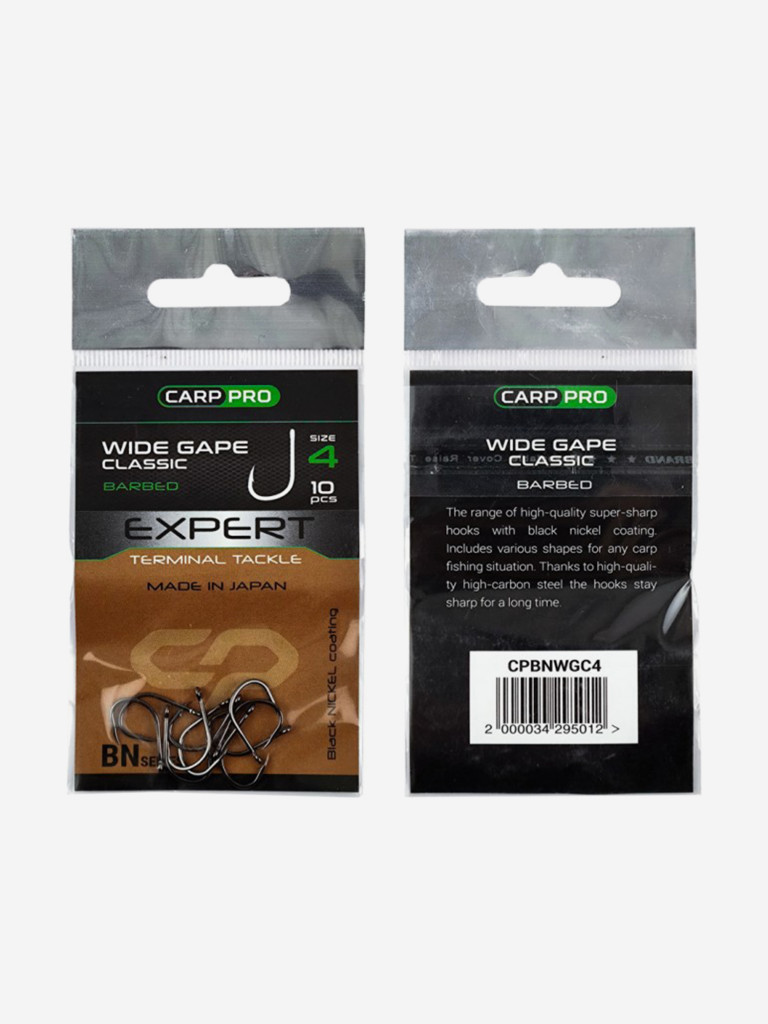 Крючок CARP PRO Black Nickel Wide Gape Classics №4 10шт