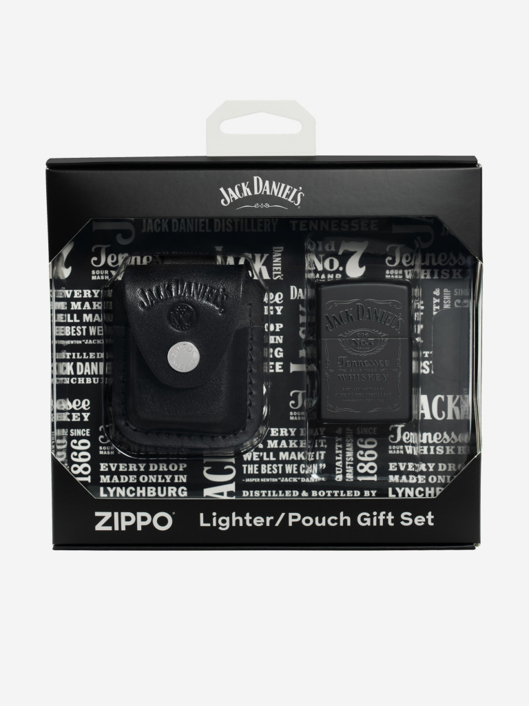 Подарочный набор ZIPPO Jack Daniel's WPL and Pouch Gift Set - Зажигалка бензиновая Zippo Black Matte + Чехол из натуральной кожи