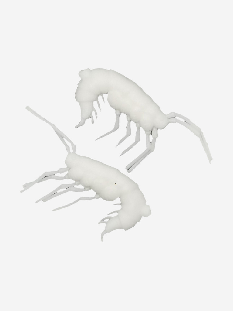 Набор для рыбалки зимний летний. RuBaits Русские приманки. Креветка Shrims рак 45 шт. 0,7", 1,5". Cиликоновые приманки на окуня, форель. Микроджиг, мормышинг. Белый молочный White milk
