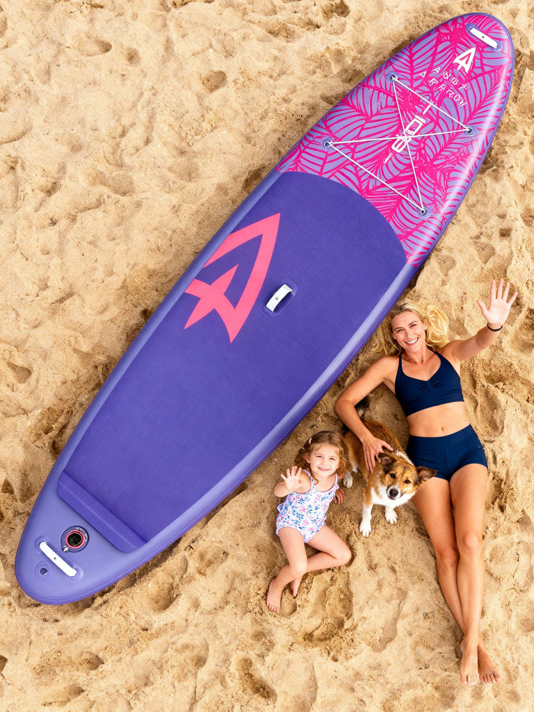 SUP доска надувная Aqua Arrow 10.8 ART Purple Leaf, полная комплектация