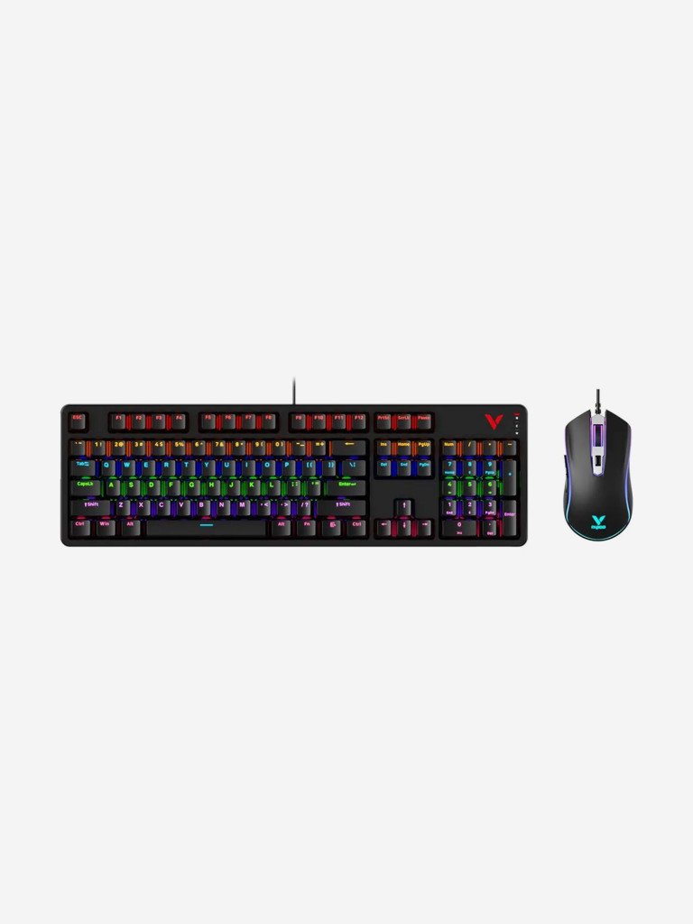 RAPOO Игровая механическая клавиатура+мышь проводная V185S, цвет - черный (13313)