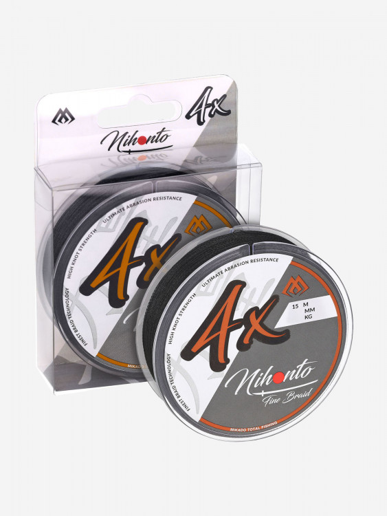 Плетеный шнур Mikado NIHONTO FINE BRAID 0,18 black (15 м) - 14.40 кг.