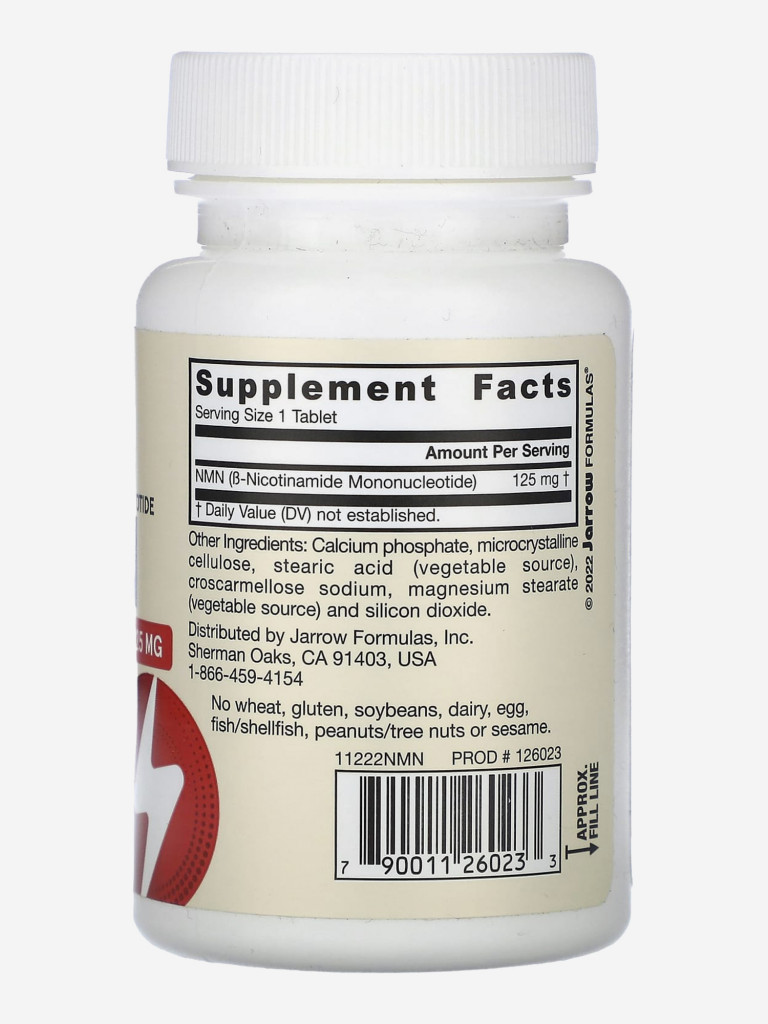Бад Никотинамид мононуклеотид 125 мг, Jarrow Formulas Nicotinamide Mononucleotide NMN 60 tabs