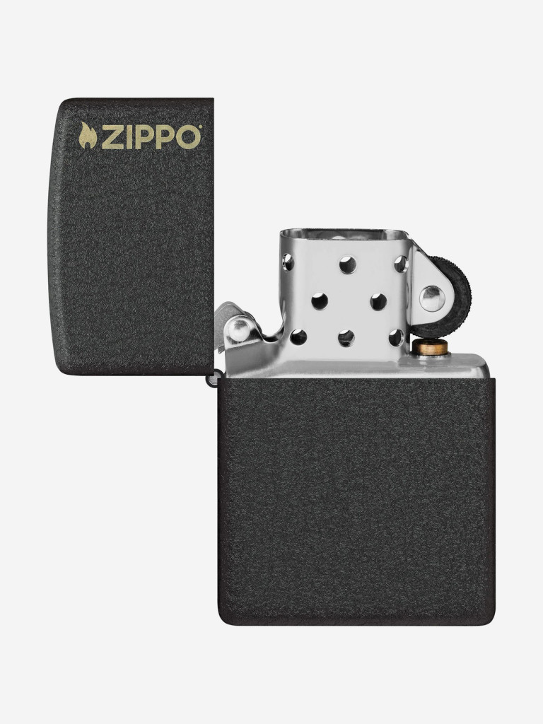 Зажигалка бензиновая ветроустойчивая Zippo Logo Classic Black Crackle