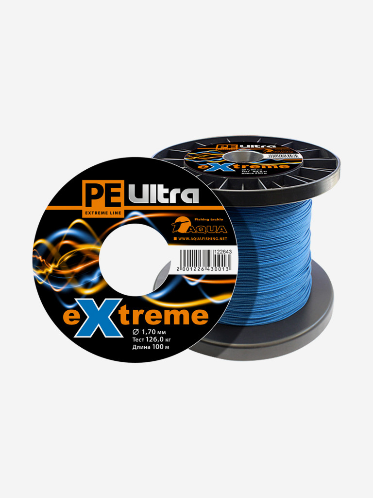Плетеный шнур для рыбалки AQUA PE ULTRA EXTREME 1,70mm (цвет синий) 100m