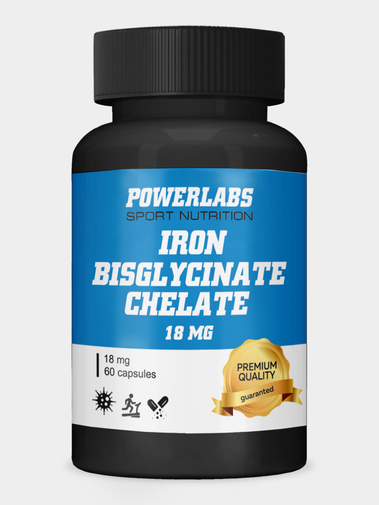 Железа Хелат Бисглицинат, Powerlabs, 60 капсул