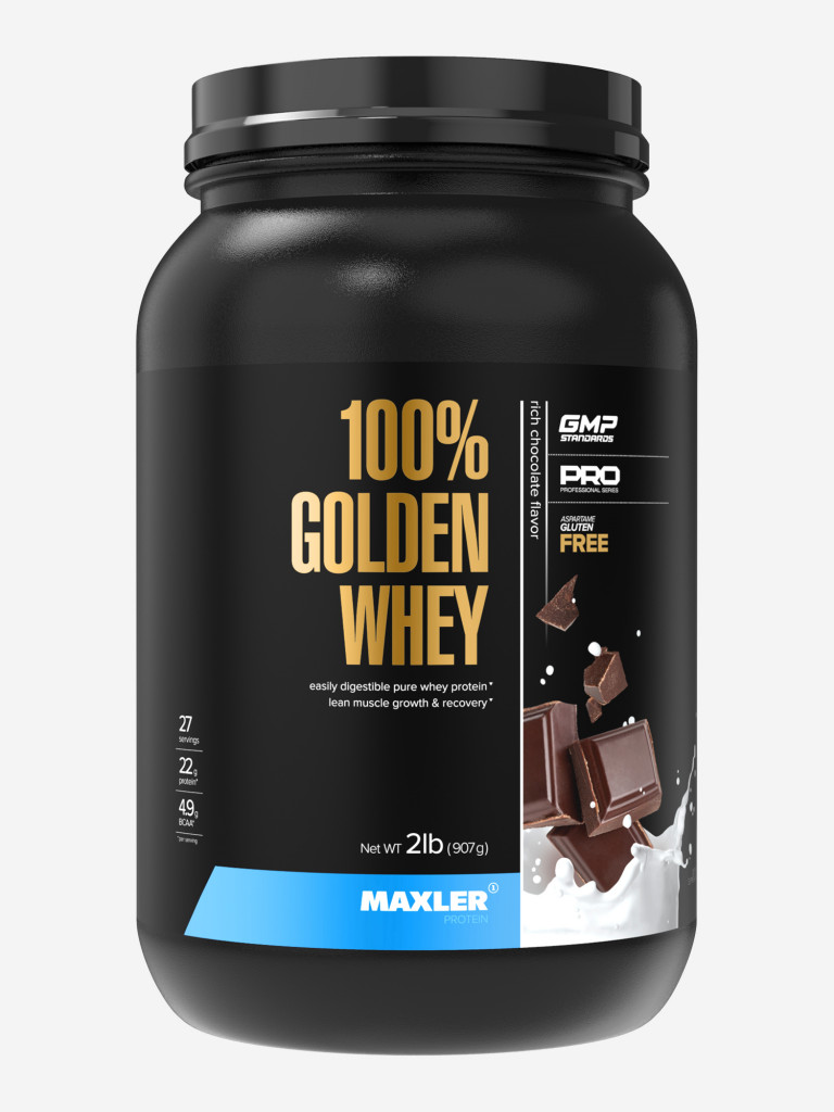 Протеин сывороточный Maxler 100% GOLDEN WHEY Pro 2 lb (907 гр.) -  Насыщенный шоколад Черный цвет — купить за 3280 руб. со скидкой 18 %,  отзывы в интернет-магазине Спортмастер