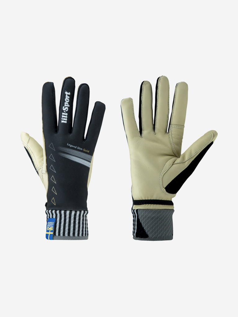 Гоночные лыжные перчатки Lillsport, модель Legend Slim Gold Black