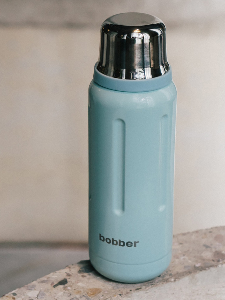Термос вакуумный для напитков BOBBER Flask 1 литр, тепло до 48 часов, голубой
