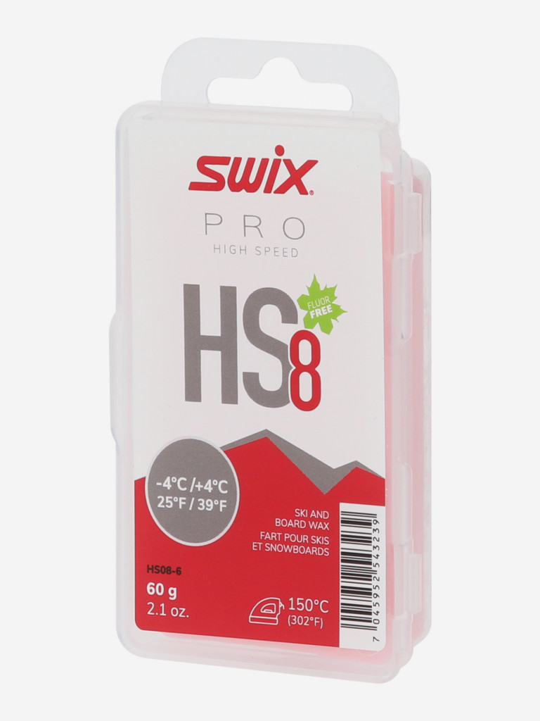 Мазь скольжения твердая Swix HS8 Red, -4°C/+4°C, 60 г