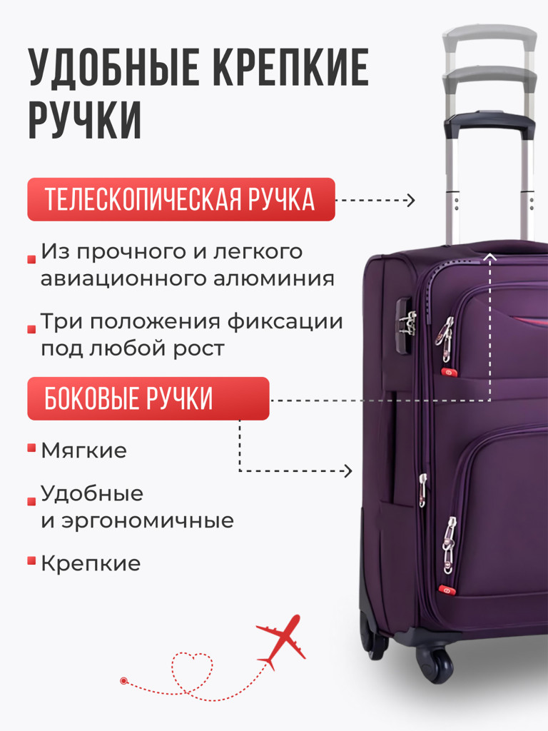 Чемодан Tevin s ручная кладь тканевый неубиваемый
