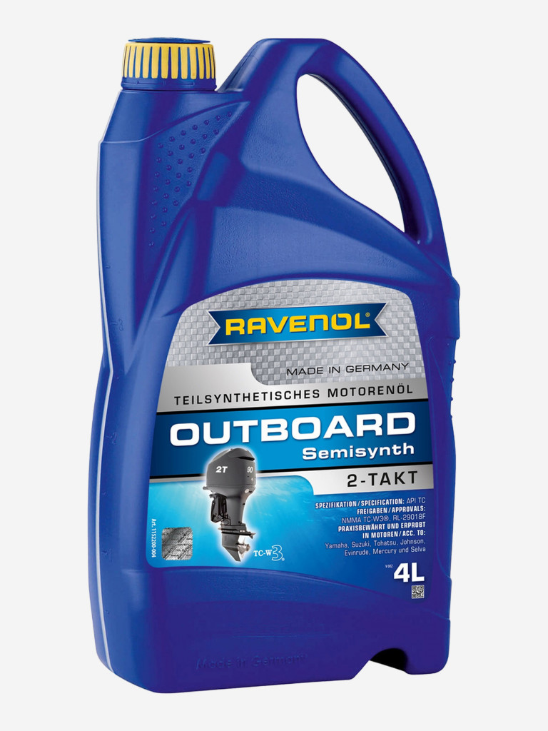 Моторное масло для 2Т лодочных моторов RAVENOL Outboardoel 2T Teilsynth, 4 литра