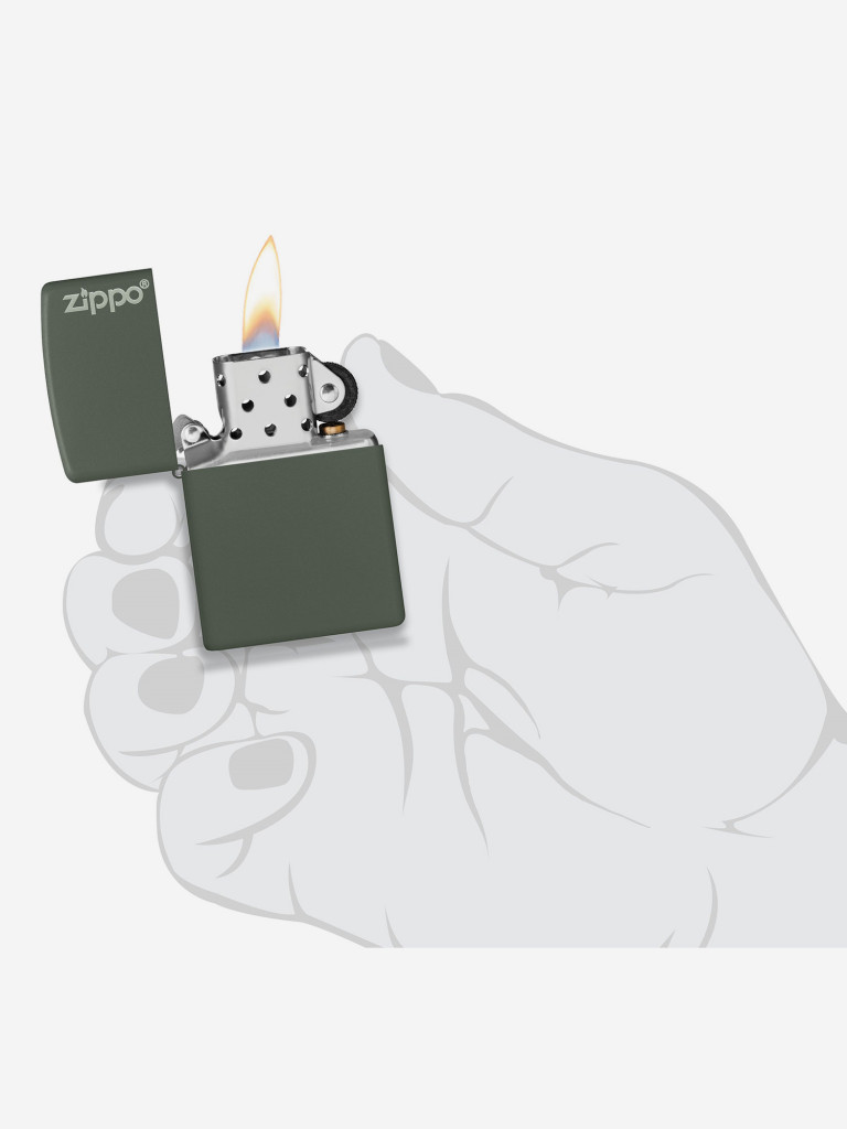 Зажигалка бензиновая ZIPPO 221ZL Classic Logo Green Matte