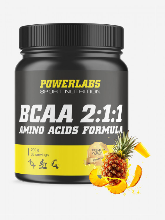BCAA, Powerlabs, 200 г, ананас
