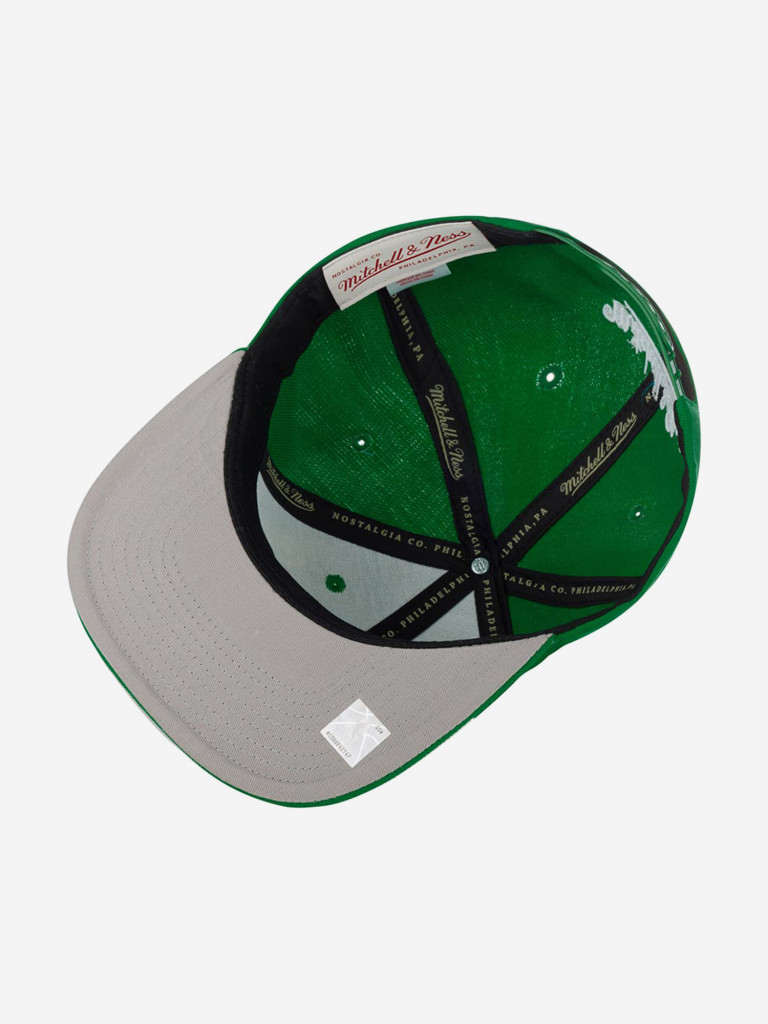 Бейсболка с прямым козырьком MITCHELL NESS HHSS4225-BCEYYPPPGREN Boston Celtics NBA