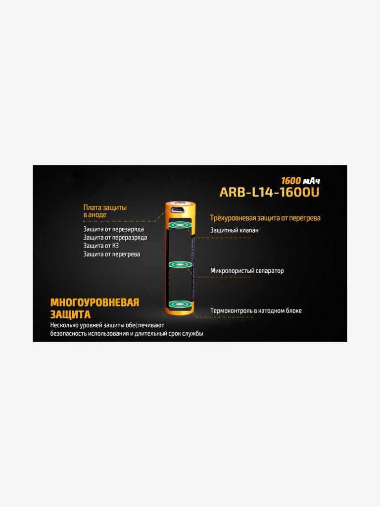 Аккумулятор Li-ion Fenix ARB-L14-1600U 14500
