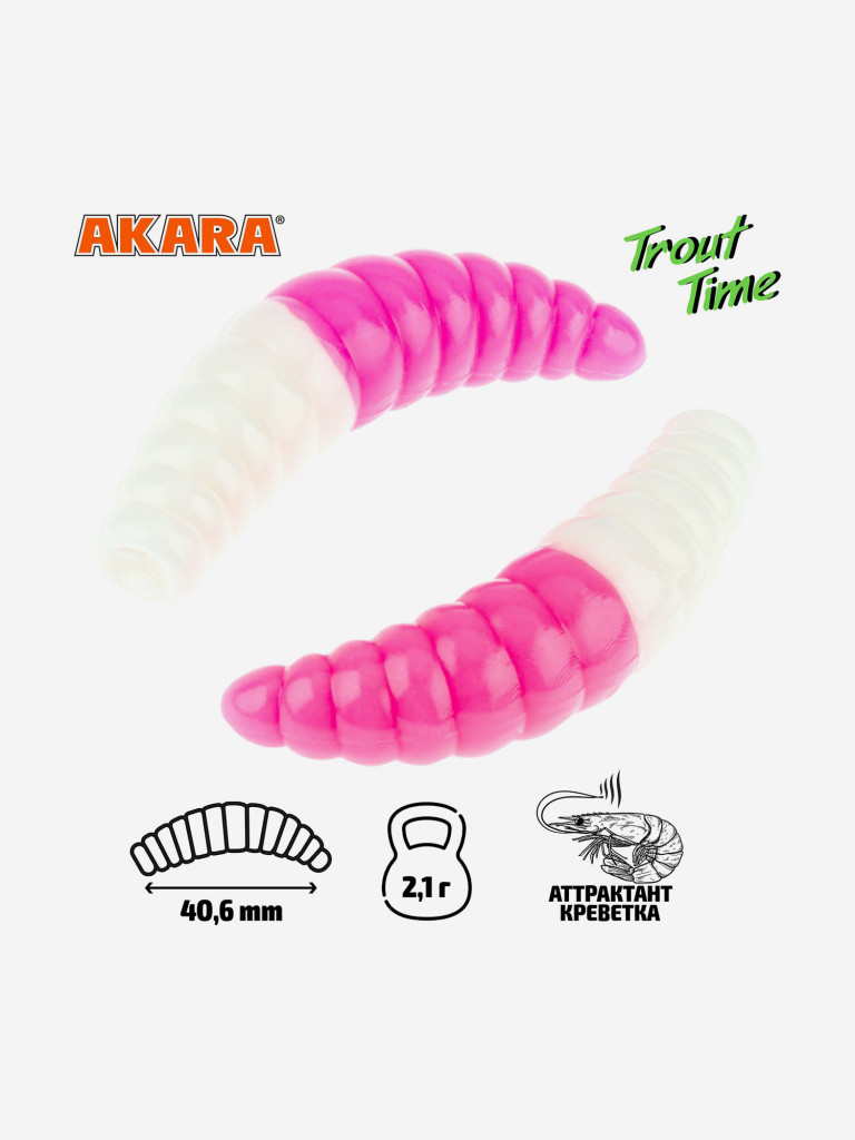 Силиконовая приманка Akara Trout Time MAGGOT 1,6 457, Shrimp (20 шт.)