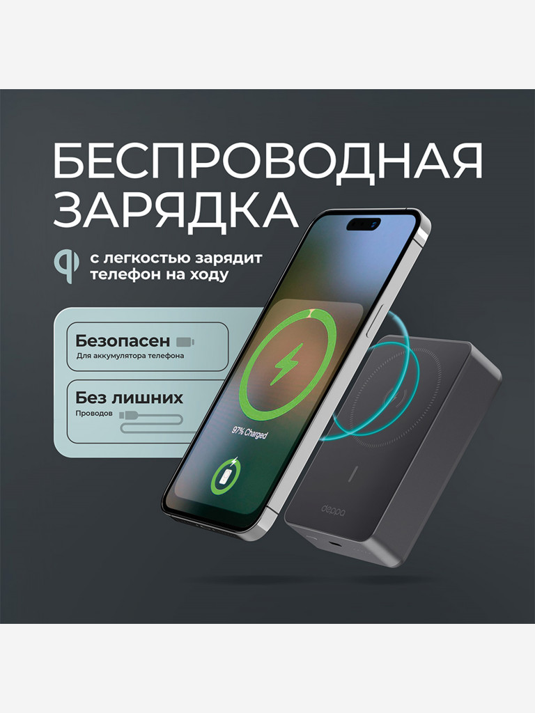 Внешний аккумулятор NRG Alum S 20000 мА-ч (74Вт-ч), 15Вт MageSafe
