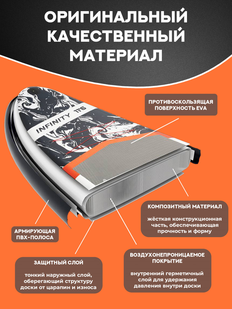 Надувной сапборд MARIVA Infinity SILVER PRO, 11'6" 351*89*15 см