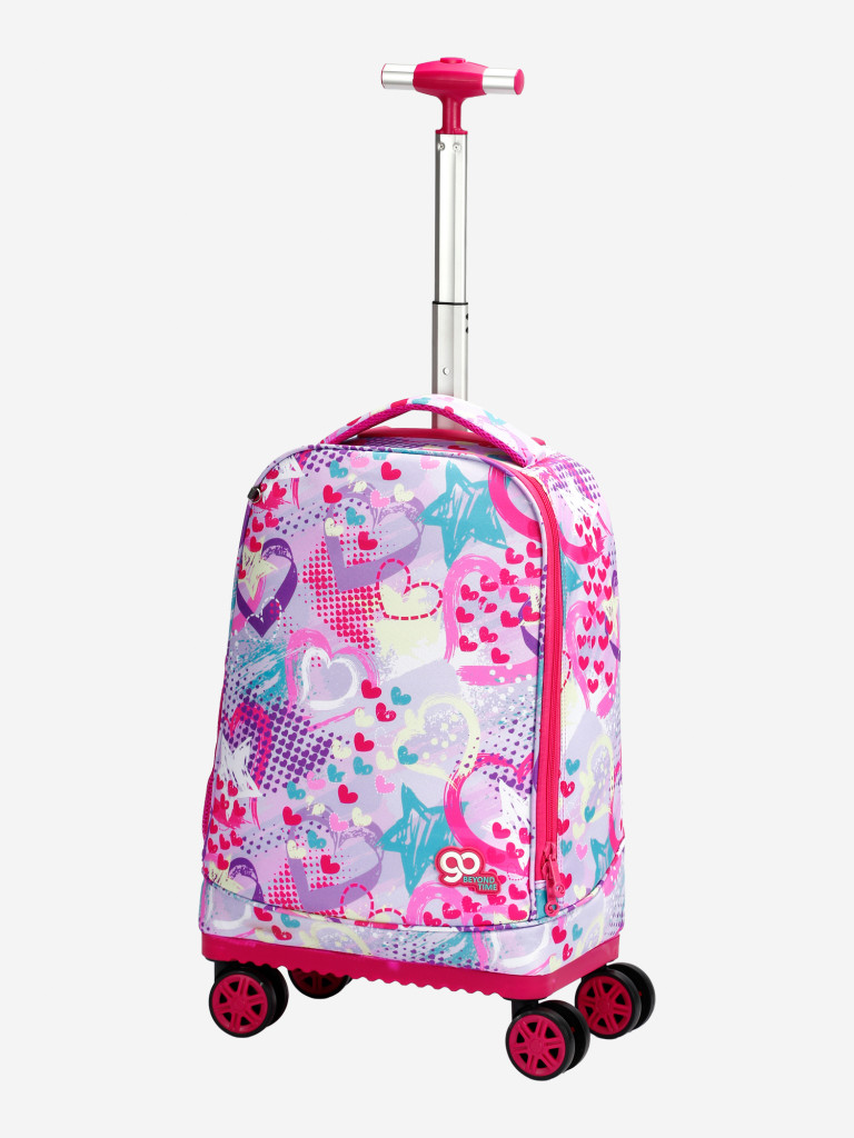 Чемодан детский BEYOND TIME D10 Сердечки на светлом фоне розовый