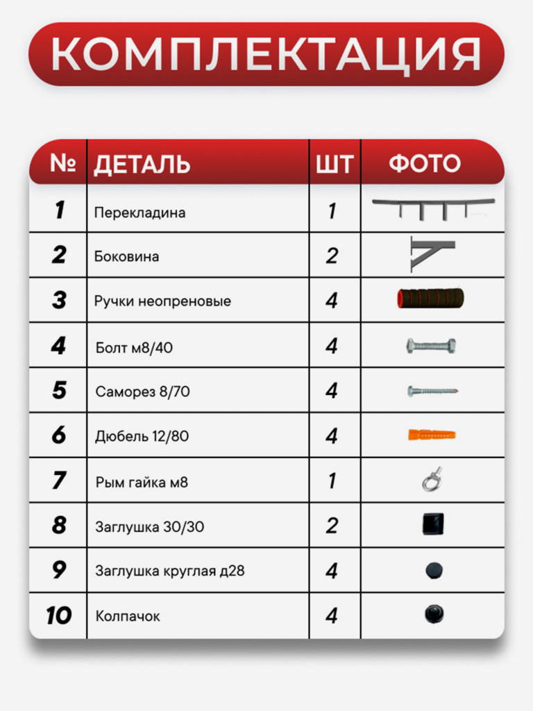 Турник настенный 3 хвата усиленный с упорами 90 см Гантели-в-Деле черный