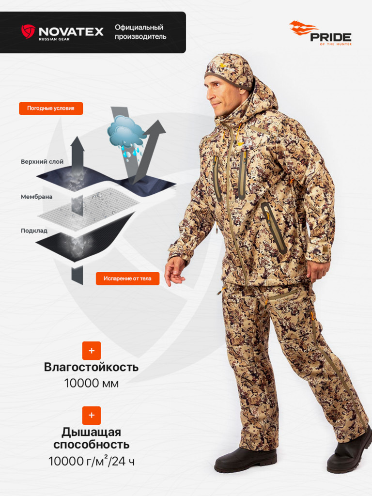Костюм для охоты Вольф PRIDE, Hunt-Shell, камыш