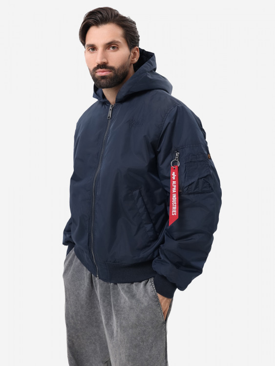 Бомбер утепленный мужской MA-1 Hooded Logo Oxford Alpha Industries