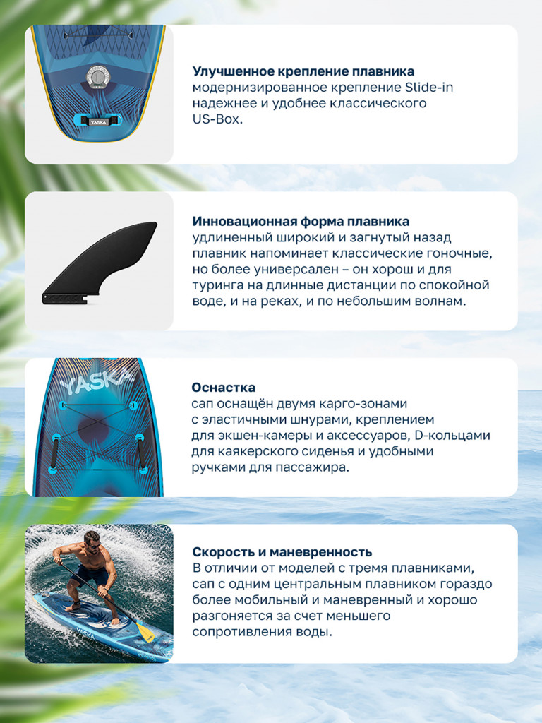 Сапборд надувной YASKA SAGAMORE 335x88x15 см (синий)
