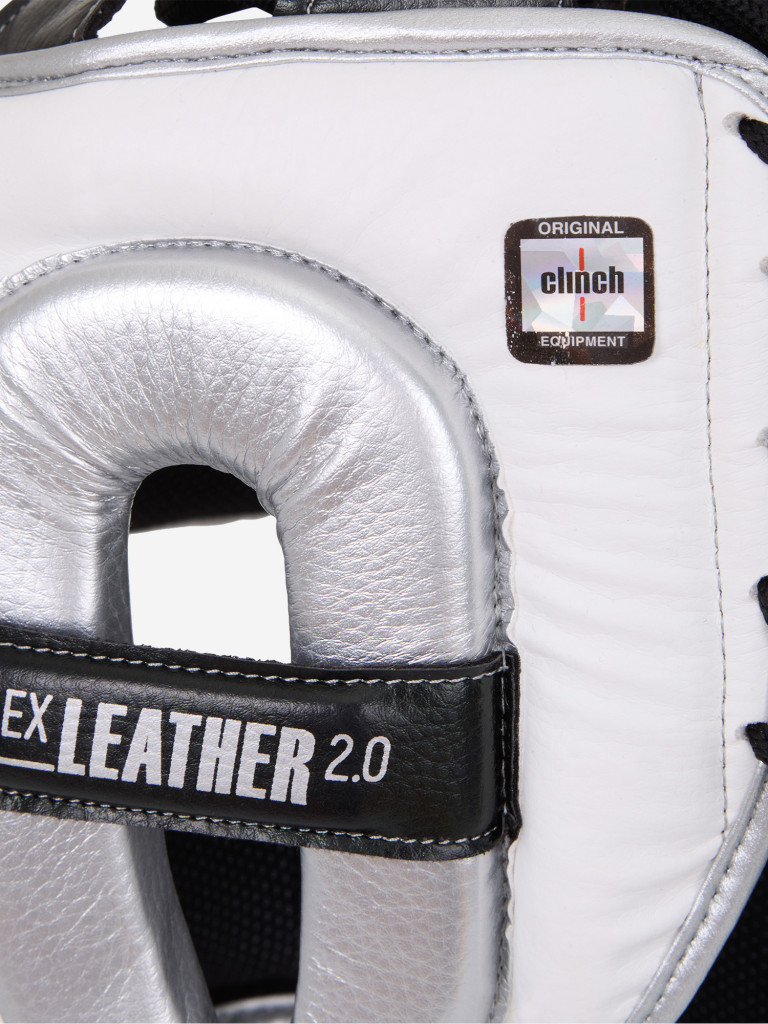 Шлем для единоборств с бампером Clinch Face Guard бело-серебристый