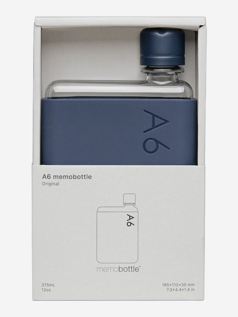 Бутылка с силиконовым чехлом Memobottle A6, синий