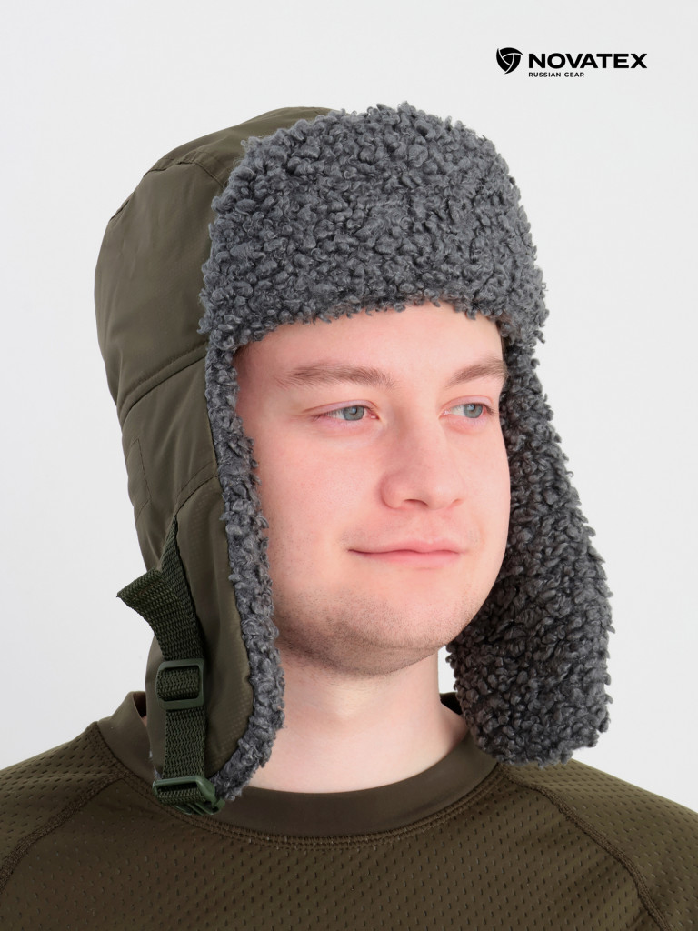Шапка-ушанка для рыбалки и охоты Камчатка GRAYLING, хаки