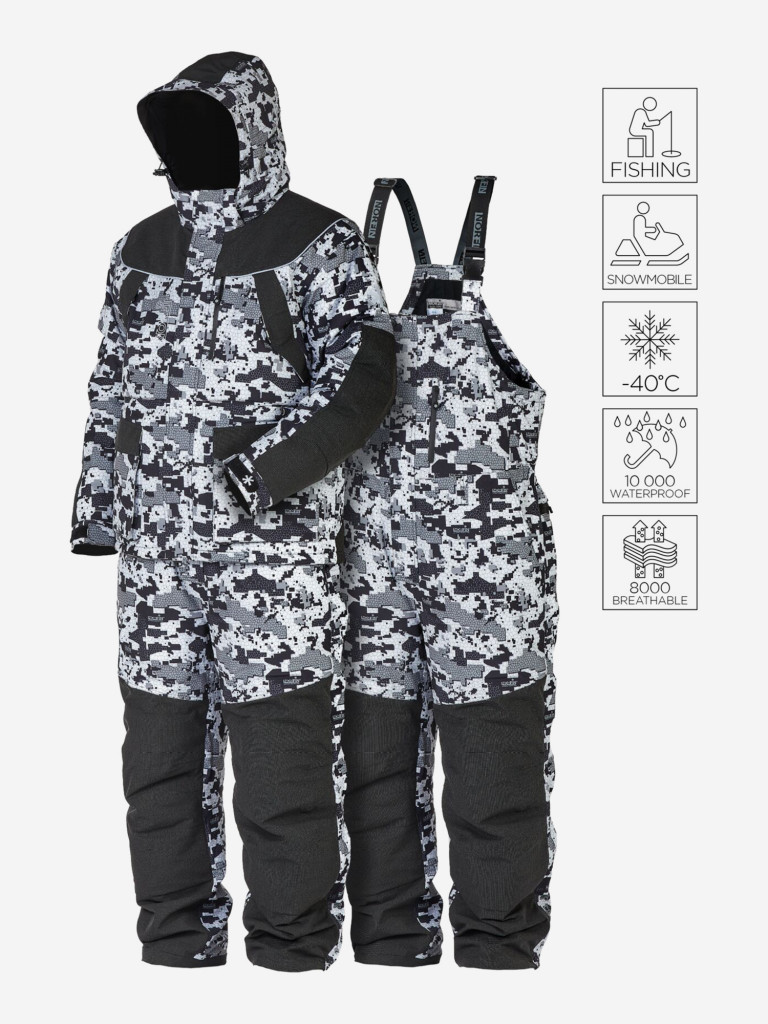 Костюм зимний Norfin EXPLORER 2 CAMO (куртка+полукомбинезон) для рыбалки и охоты