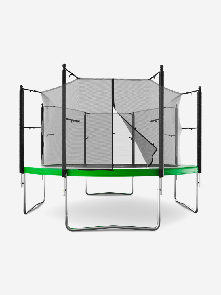 Батут каркасный UNIX Line Simple 12 ft Green с внутренней защитной сеткой, общий диаметр 366 см, до 150 кг
