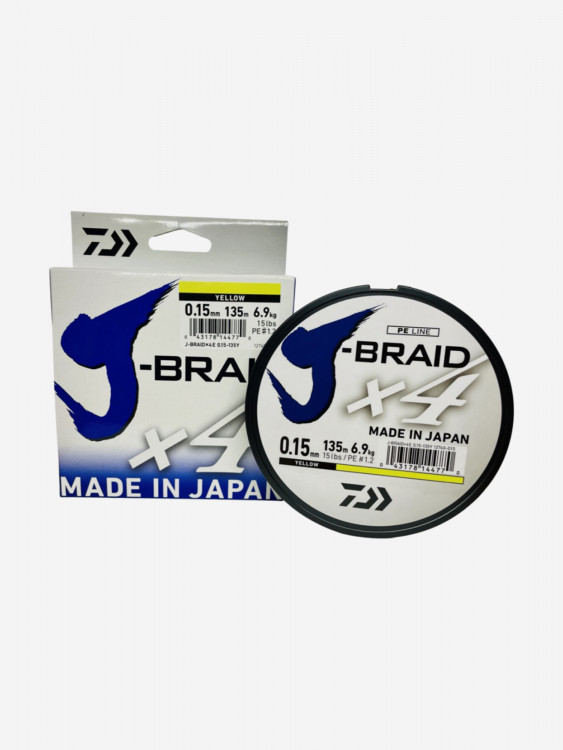 Шнур плетеный Daiwa J-Braid х4 135 м желтый 0.21 мм 12.4 кг