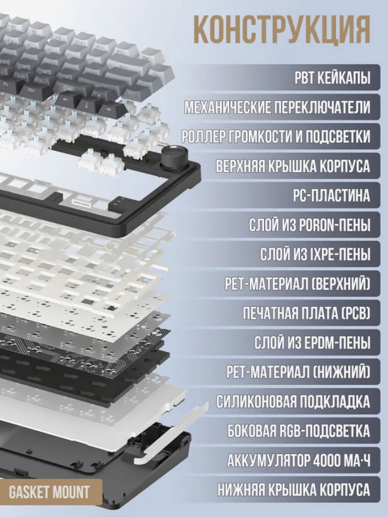 Игровая клавиатура QUALIGO RX75 Pro беспроводная