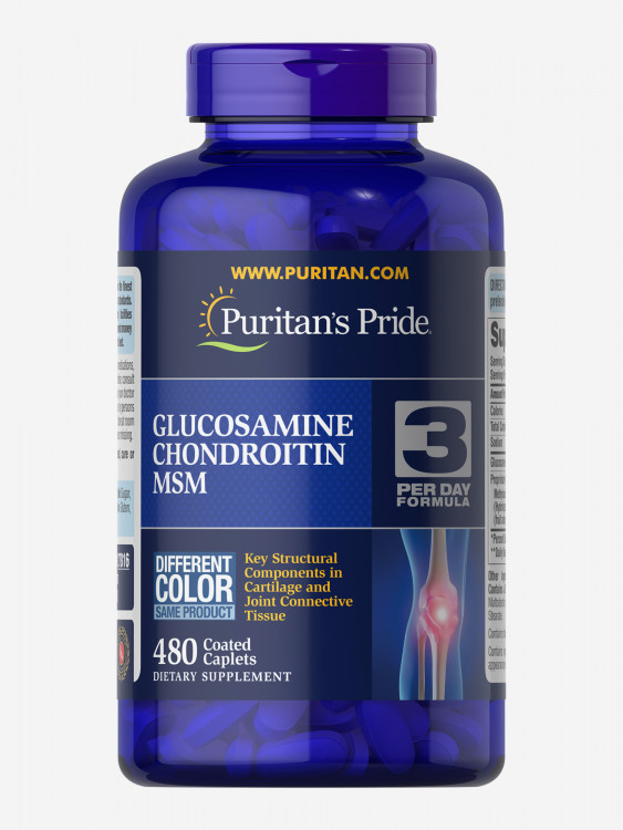 Глюкозамин, хондроитин, МСМ для суставов Puritan's Pride Glucosamine Chondroitin MSM, 480 таблеток