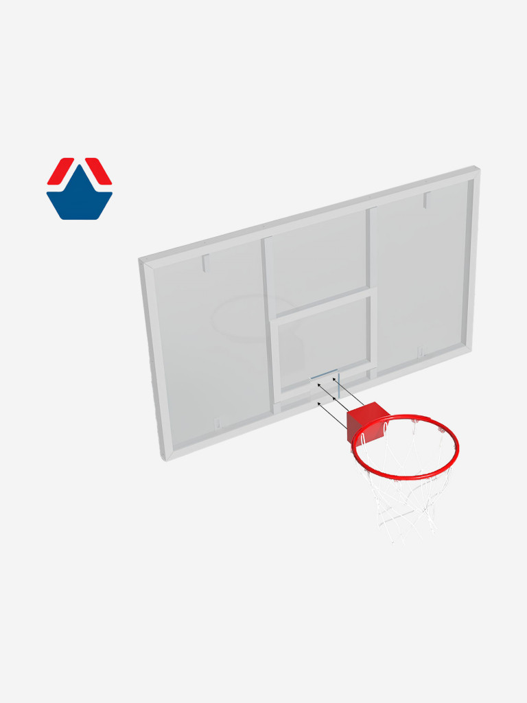 Щит баскетбольный профессиональный игровой OLIMPCITI, оргстекло, 15мм, 1800х1050, для ферм