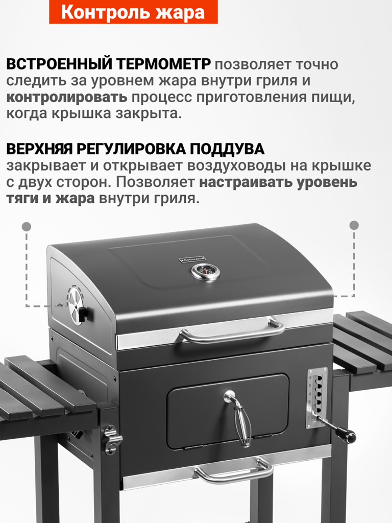 Угольный гриль барбекю Go Garden Grill-Master 61 PRO