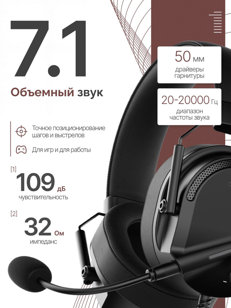 Игровый проводные наушники Fantech Alto 7.1 HG26, черные